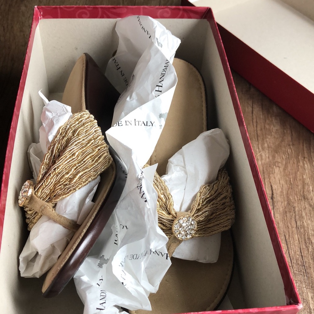 Italian Shoemakers Tan Sandals with Tassel Detail - Picture 7 of 7